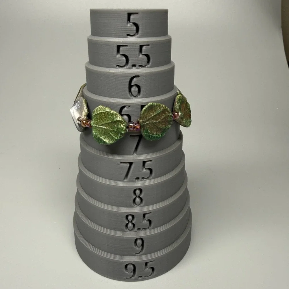 Handmade Ceramic Leaf Bead Toggle Bracelet Green 6.5
